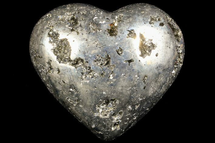 Polished Pyrite Heart - Peru #66499